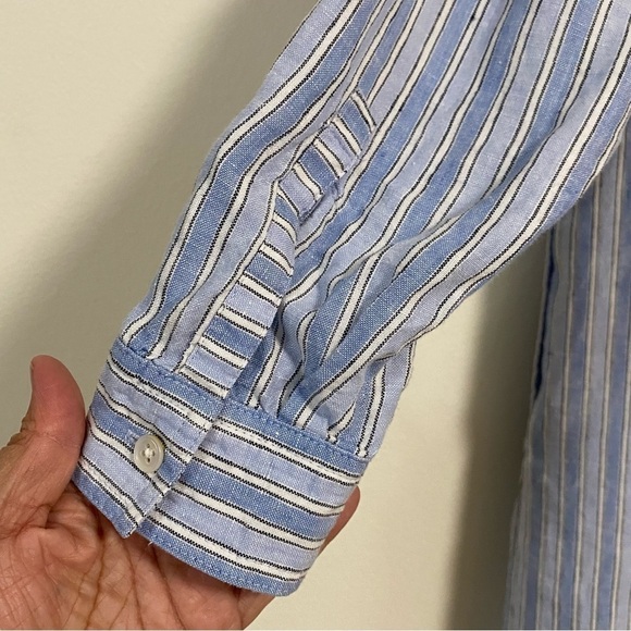 J. Jill Shirt Women’s Size Small Petite Striped linen Striped button up Dress - Picture 8 of 16